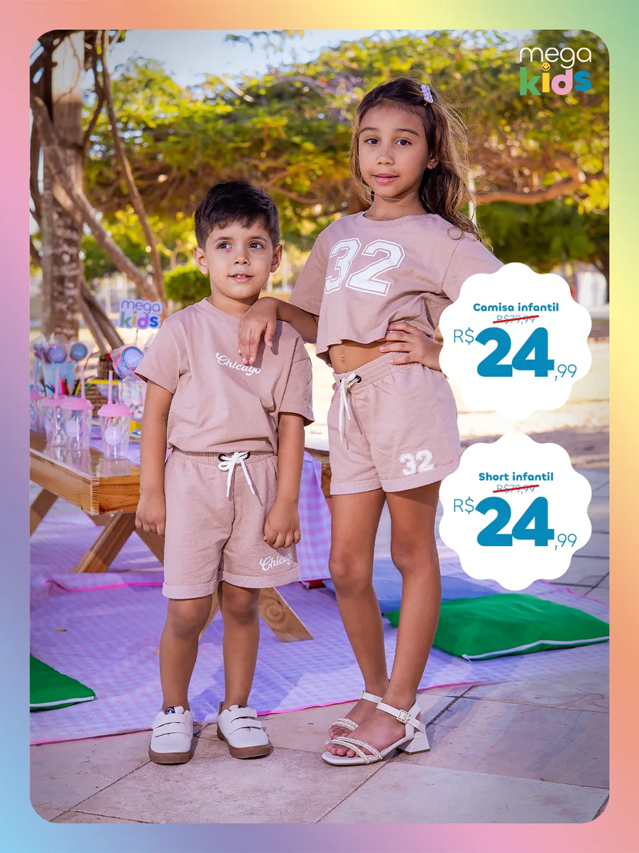 Camisa e short infantil — por R$ 24,99 (cada peça)