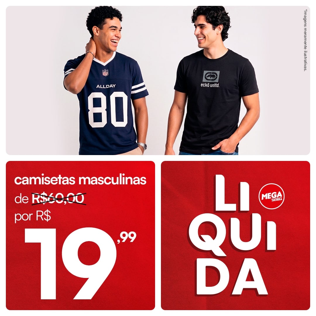 Camisetas masculinas — por R$ 19,99