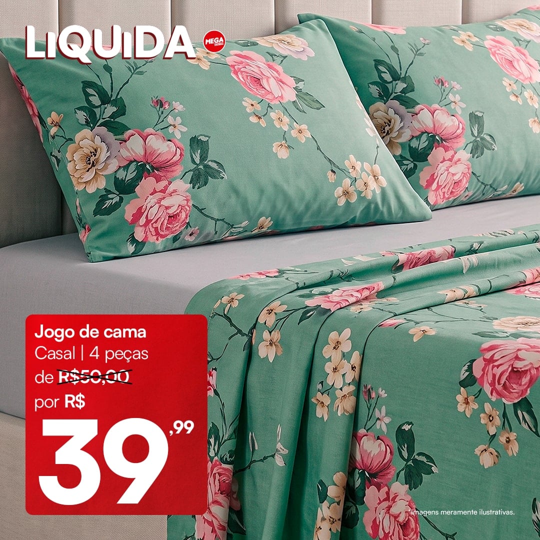 Jogo de cama — Casal | 4 peças — por R$ 39,99