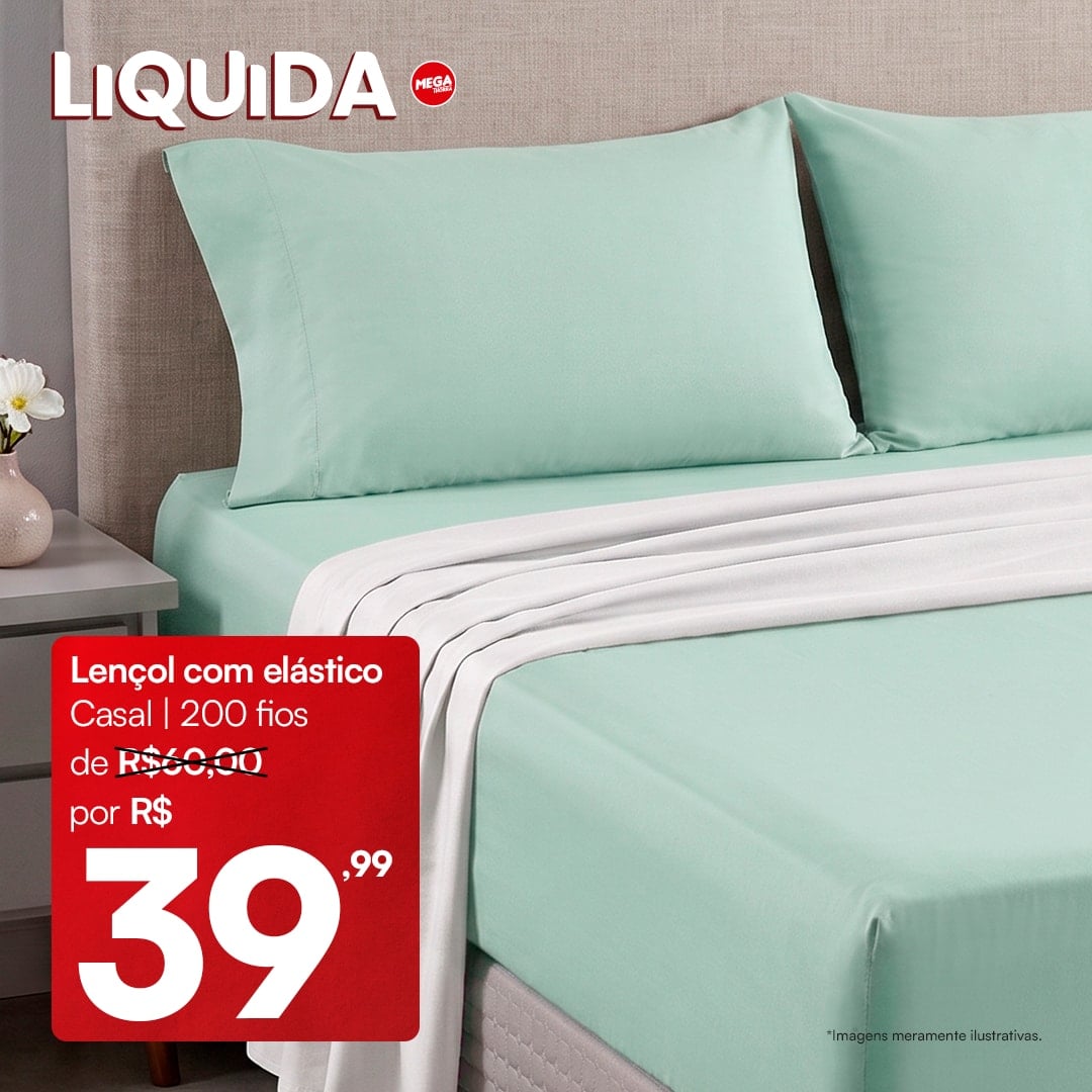 Lençol com elástico — Casal | 200 fios — por R$ 39,99