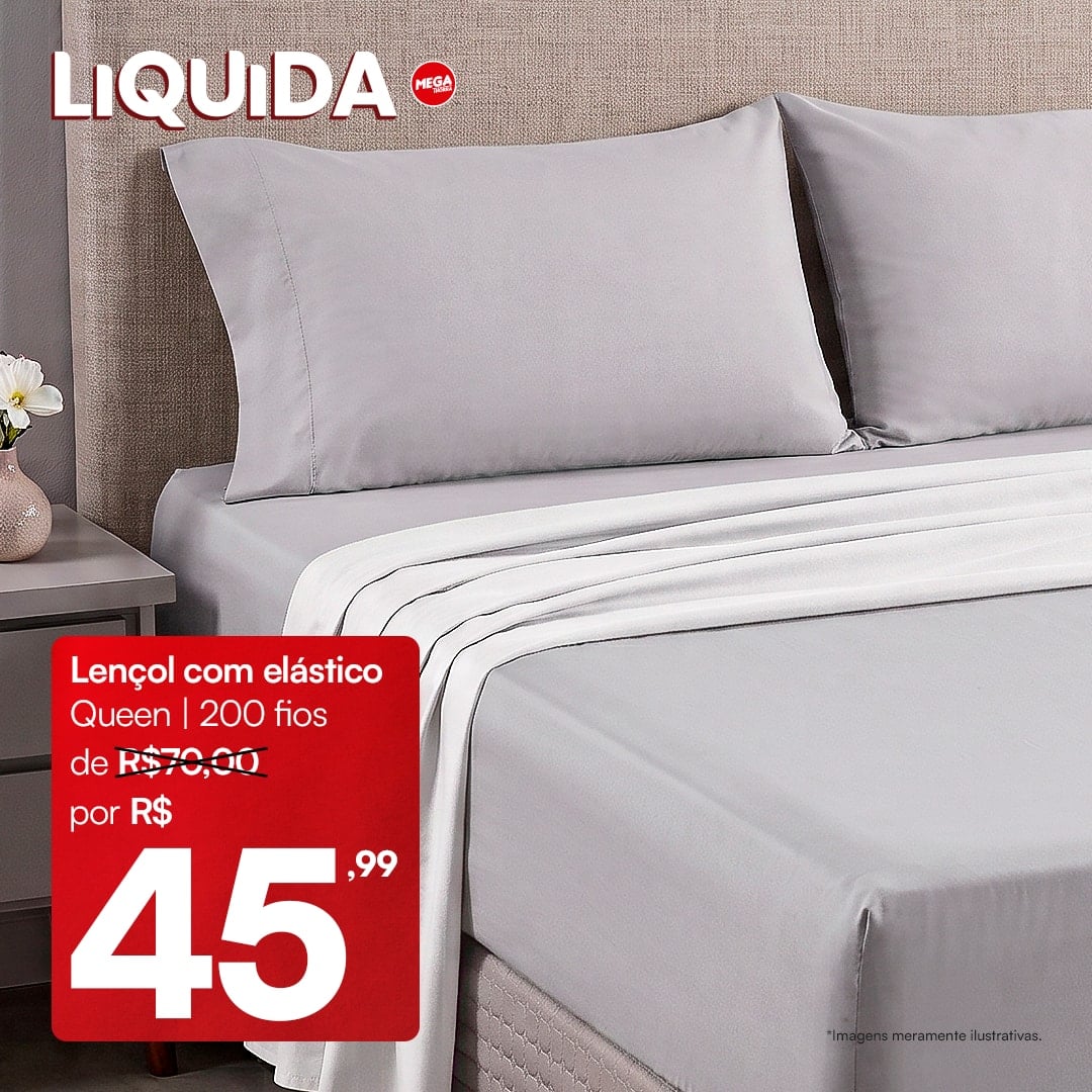 Lençol com elástico — Queen | 200 fios — por R$ 45,99