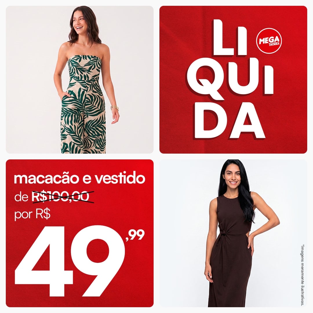 Macacão e vestido — por R$ 49,99